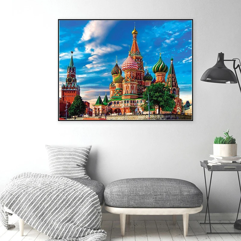

5D Diamond Painting Full Square Scenic Moscow Church Embroidery Round Diamond Mosaic Stitch Picture Rhinestone Home Decor