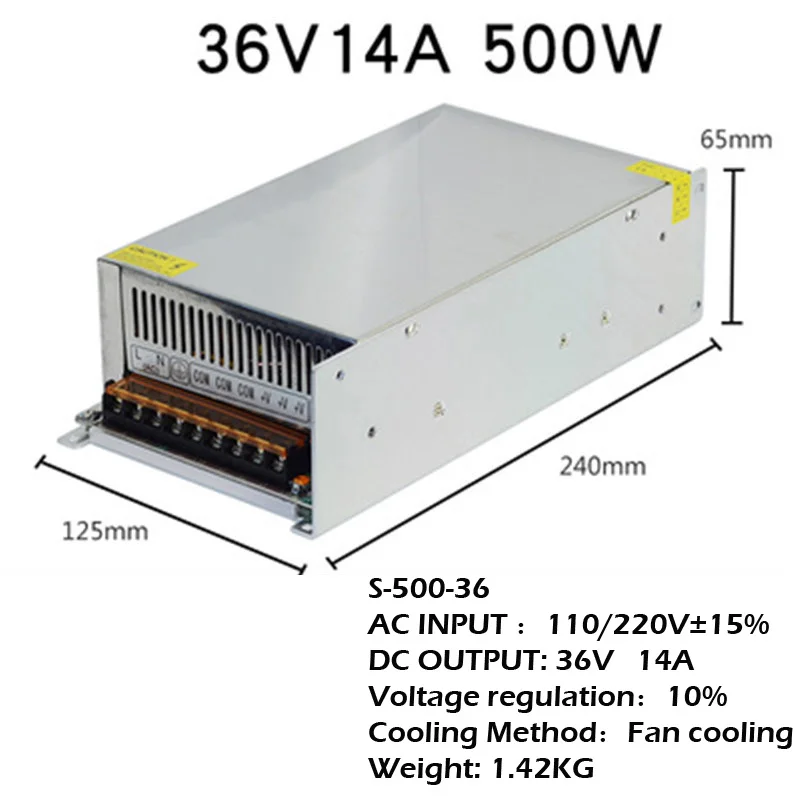 Источник питания Transform AC220V в DC24V 36V 48V Импульсный источник 500 Вт 600 800 1000 Мощный