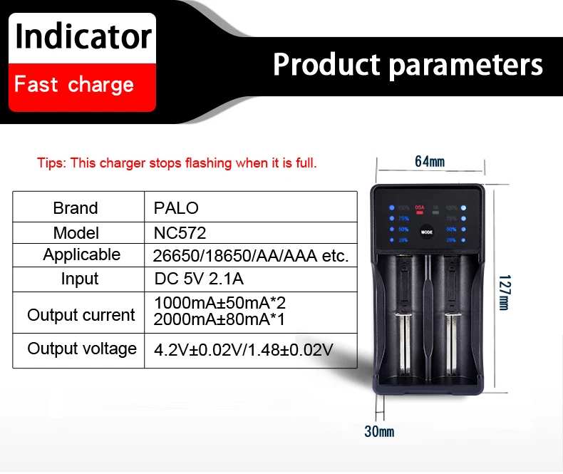 PALO 18650 14500 зарядное устройство умный светодиодный дисплей для 1,2 в nimh nicd AA AAA C SC батарея 3,7 в литий-ионная аккумуляторная батарея