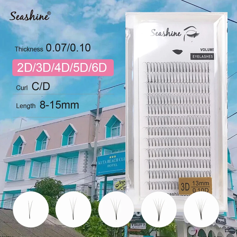 

Seashine 1 Tray Premade Russian Volume Fans 2d/3d/4d/5d/6d Eyelashes Long Stem Lash Pre made Fans Eyelash Extensions Supplies