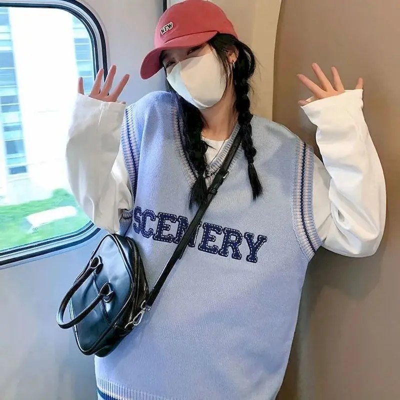 

Жилет мужской/женский шерстяной с буквенным принтом, осень 2021