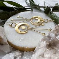golden moon witchy dangle earringshypoallergenic celestial jewelry