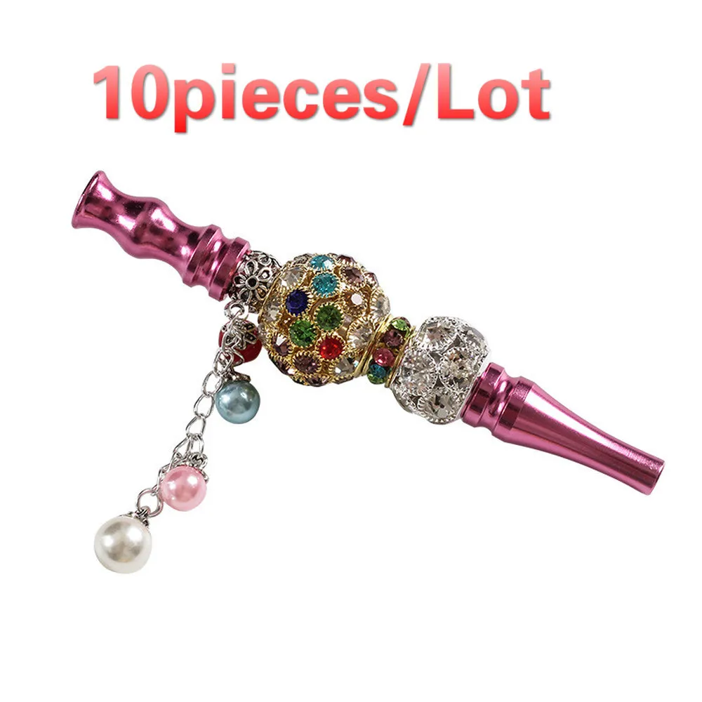 

10pieces/Lot Rhinestone cigarette holder hookah nozzle nozzle holder pipe metal portable removable cigarette holder smoking set
