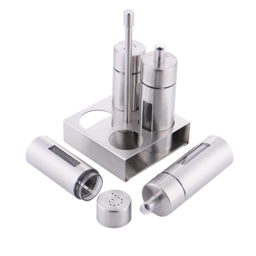 Набор шейкеров для соли и перца из нержавеющей стали без запаха с подставкой