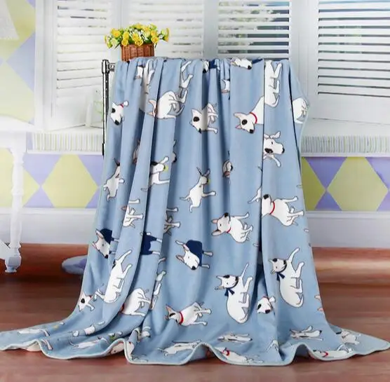 Бесплатная доставка Синий Розовый бультерьер печатная фланелевая ткань детская