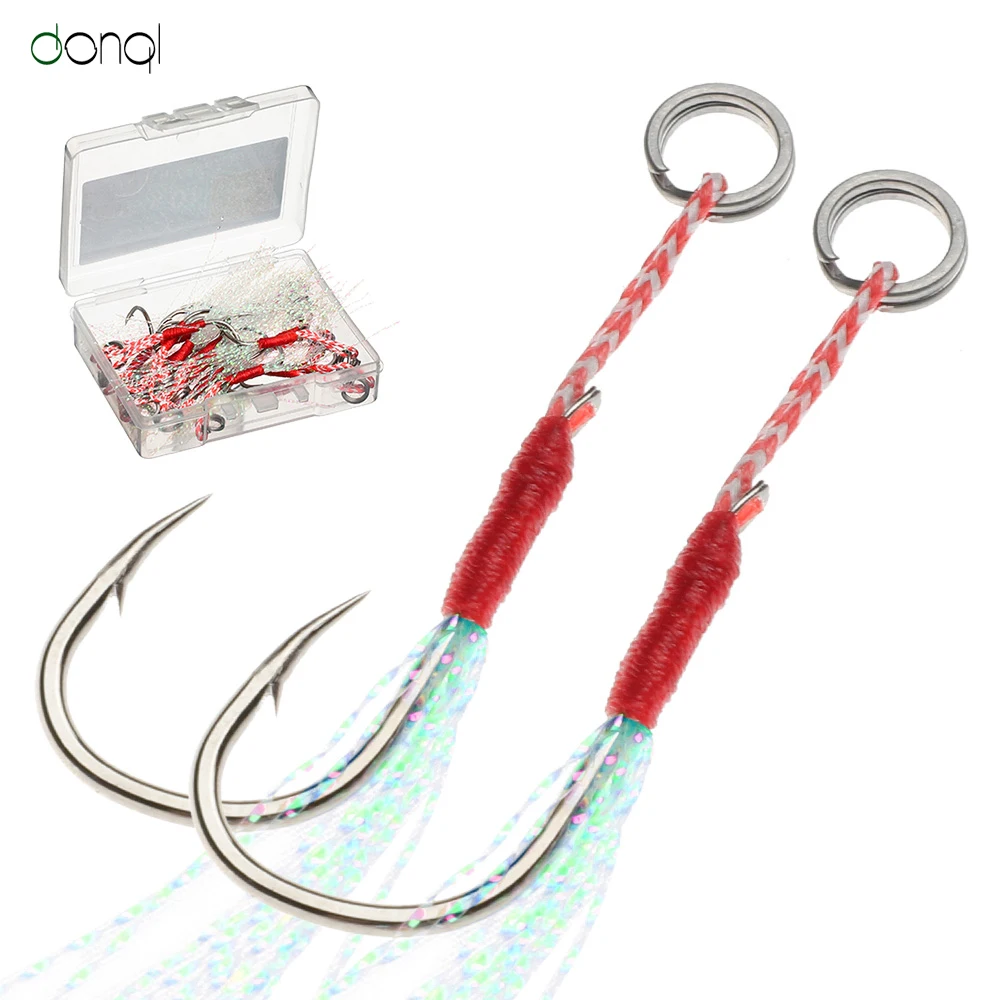 

DONQL 5/10/20/Pcs Barbed Fishing Hooks 10#-16# With Line Feather Stainless Steel Single Barbed FishHook Super Sharp Fishing Hook