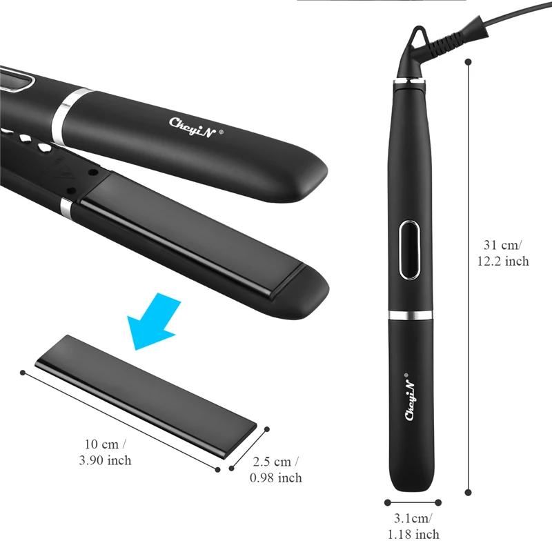 

CkeyiN 2 In 1 Electric Hair Iron 3D Floating Flat Iron Lcd Display Hair Straightener Curling Iron Corrugated Hair Styling Tool