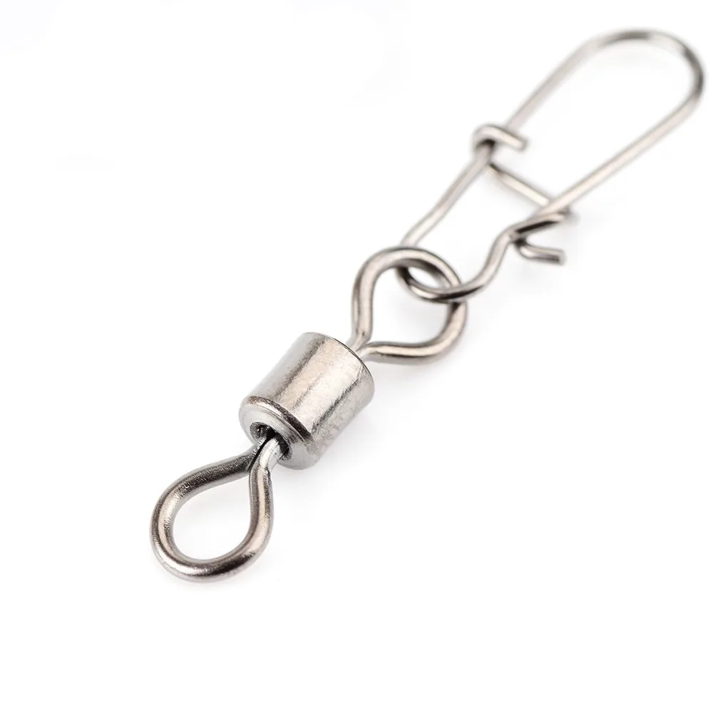 10 шт./лот рыболовные защелки Вертлюги соединитель из нержавеющей стали с