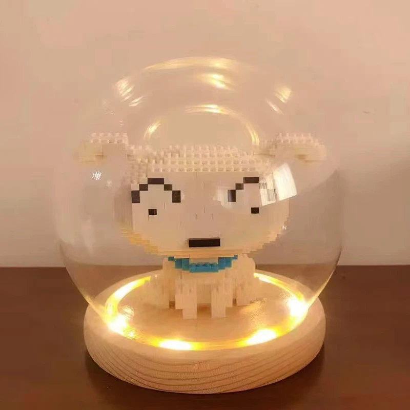 

Белый микро-конструктор Crayon Shinchan для домашних питомцев, мультяшная собака, Широ, 3D модель, кирпич, Милая Белая собака, игрушки для детей, пода...