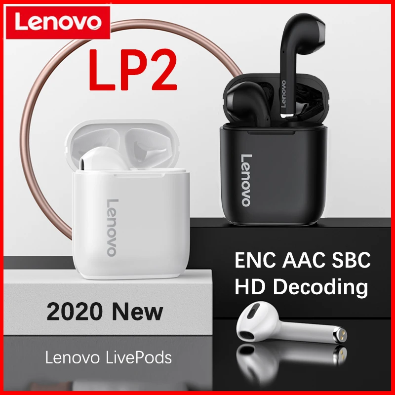 

Lenovo LP2 Wirless Bluetooth 5.0 Earphones Stereo Bass Touch Control Wireless Sports Earbuds Waterproof Headset With Microphone