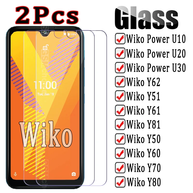 2-1Pcs Cover For Wiko Y51 Y62 Y61 Y81 Y50 Y60 Y70 Y80 Power U10 U20 U30 Glass Film For Wiko Power U 10 20 30 Y 62 50 51 HD Glass