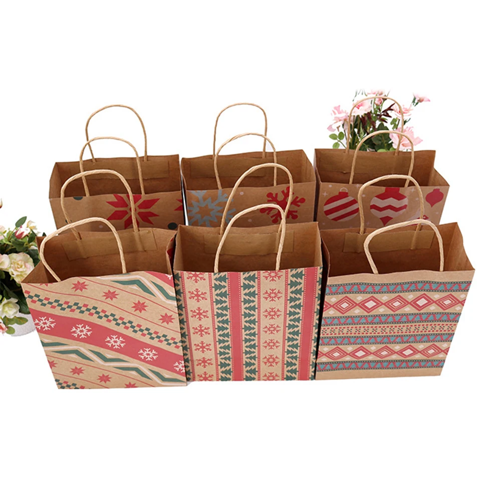 6/12 шт крафт Бумага Рождественский подарок сумка для рождественской вечеринки