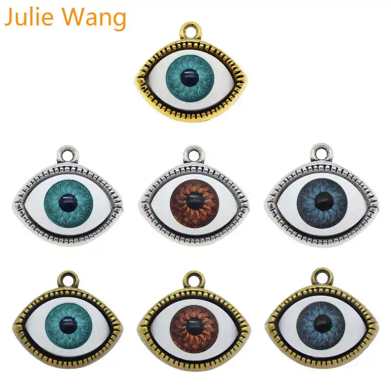 

Julie Wang 7PCS Alloy Human Evil Eye Charms Plastic Eyeball Multicolor Necklace Pendants Bracelet Jewelry Making Accessory