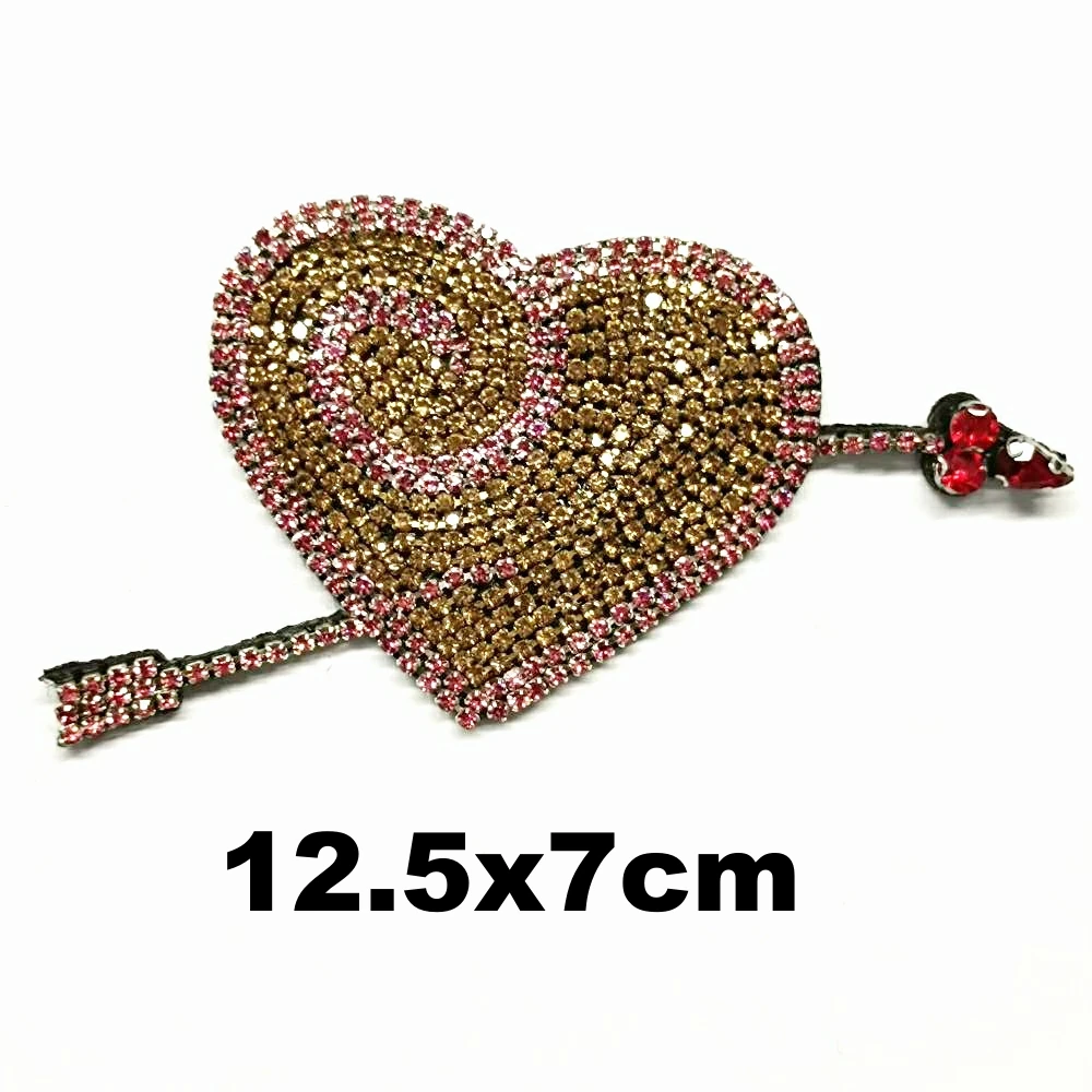 

Apparel embroidery beaded love heart arrow embroideried patches for clothing AM-3290