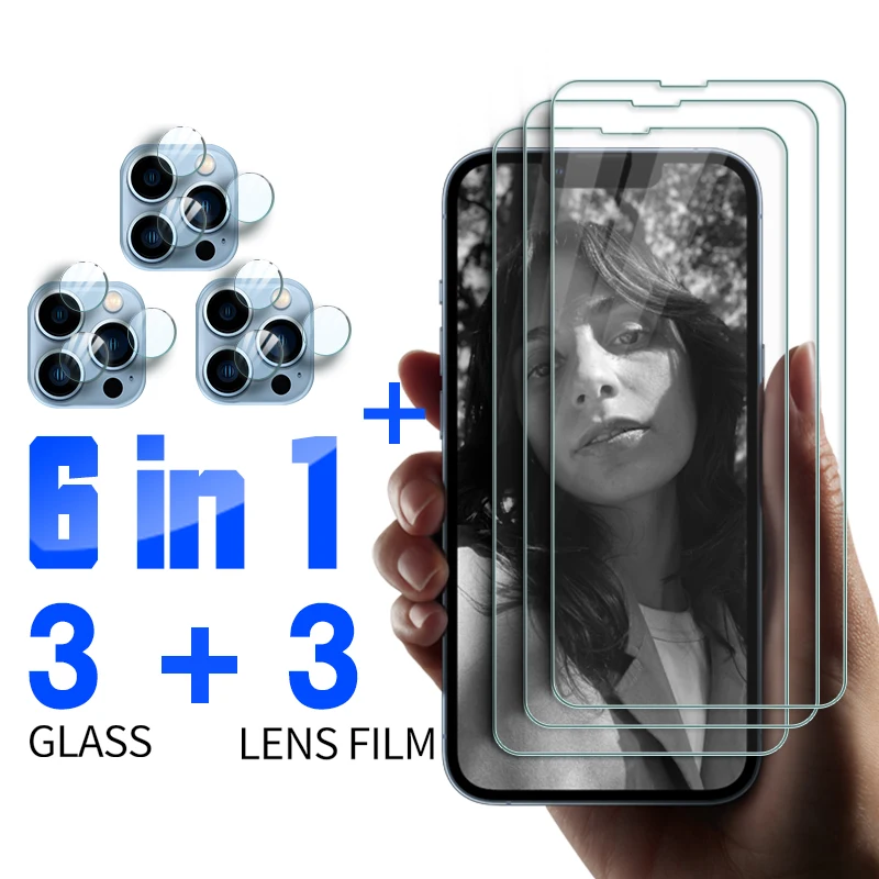 

6in1 Tempered Glass For iPhone 13 Pro Max 13 mini 13 Screen Protector For ipone13 Pro Max iPhone 13 Camera Protective Lens Film