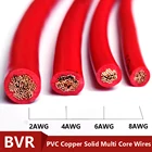 Провода BVR, 2, 4, 6, 8awg, 10, 16, 25, 35 мм, ПВХ, медные, одножильные, красные, черные, чистые электрические кабели, 220 В, огнеупорный мягкий провод