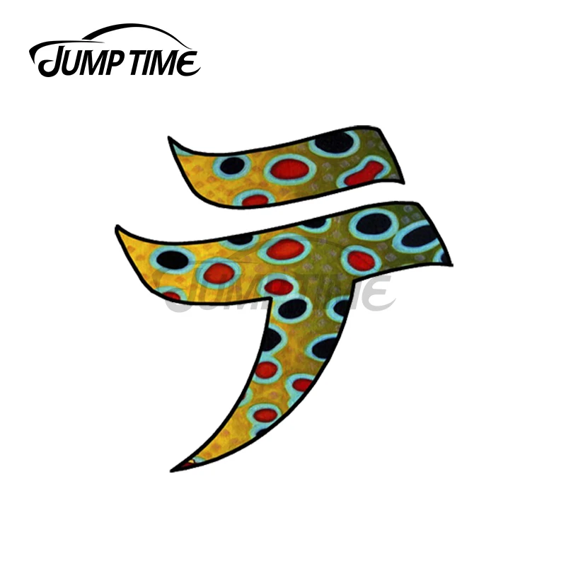 

JumpTime 13x6 см логотип Тенкара забавные автомобильные наклейки и наклейки с коричневой форелью водонепроницаемые устойчивые к царапинам дверн...