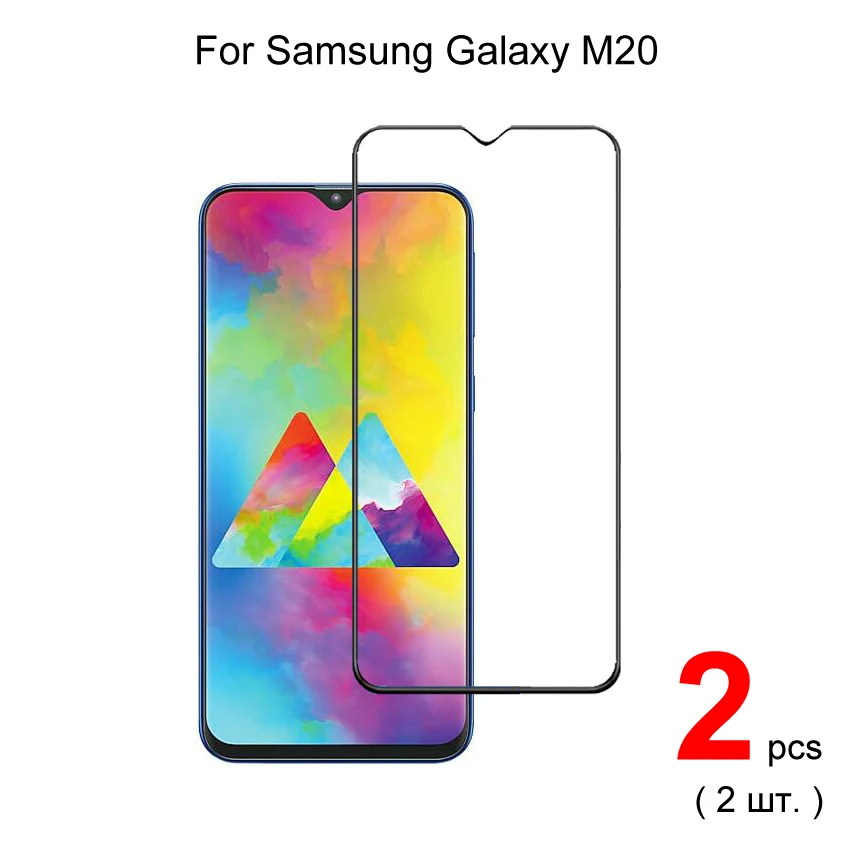 2 шт. стекло для Samsung Galaxy M20 полное покрытие защита экрана защитное закаленное