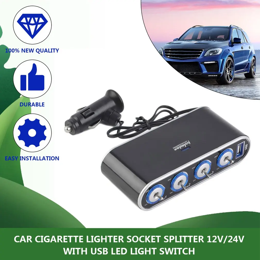 1224v car cigarette lighter car charger dual usb 3 0cigarette lighter adapter 120w 4 socket car power dc socket distributor free global shipping