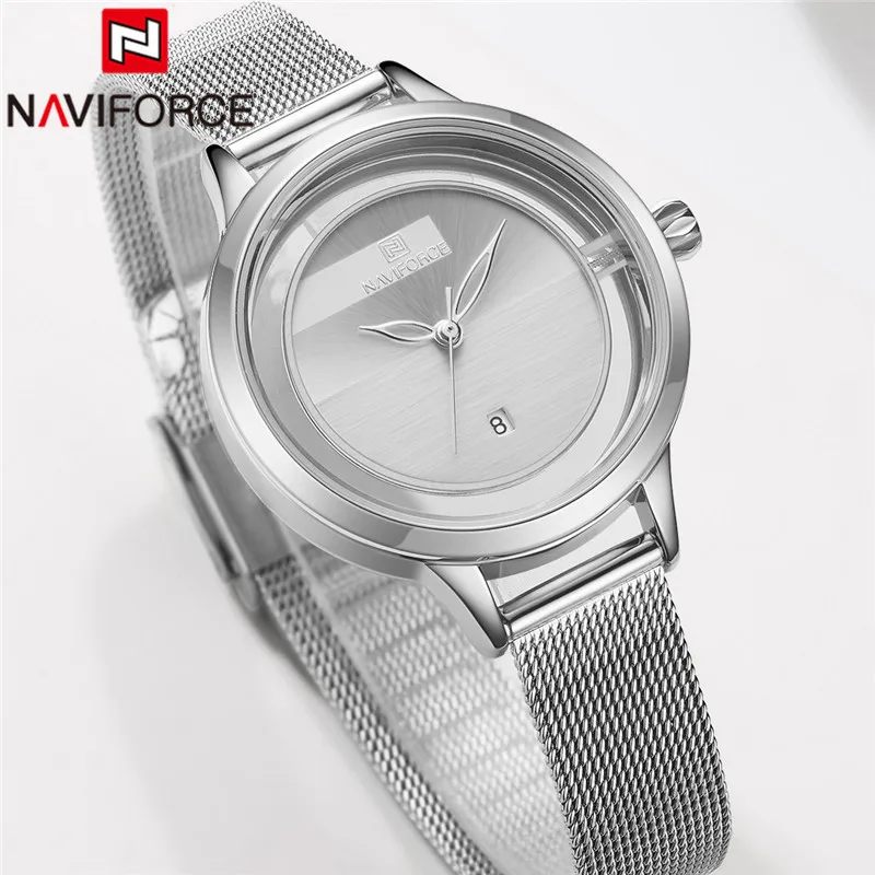 NAVIFORCE женские часы Лидирующий бренд Роскошные серебряные классические наручные