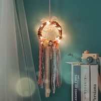 nordic style lace tassels dream catchers with string light car hanging pendants dreamcatcher birthday gift home wall decoration