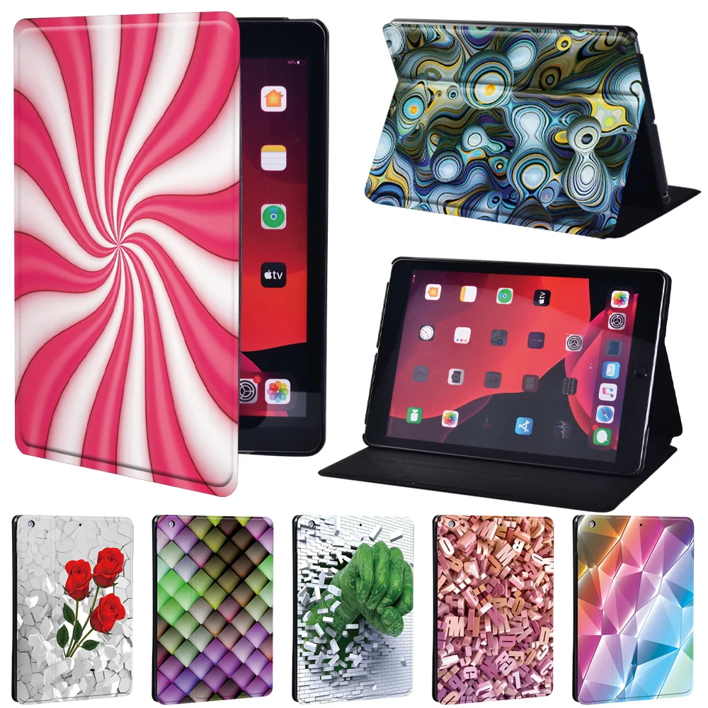 

For Apple IPad 7th 8th 10.2" 5th 6th gen 9.7"/ Mini 1/2/3/4/5/ IPad 2/3/4 PU Leather Stand Print Pattern Tablet Cover Case + Pen