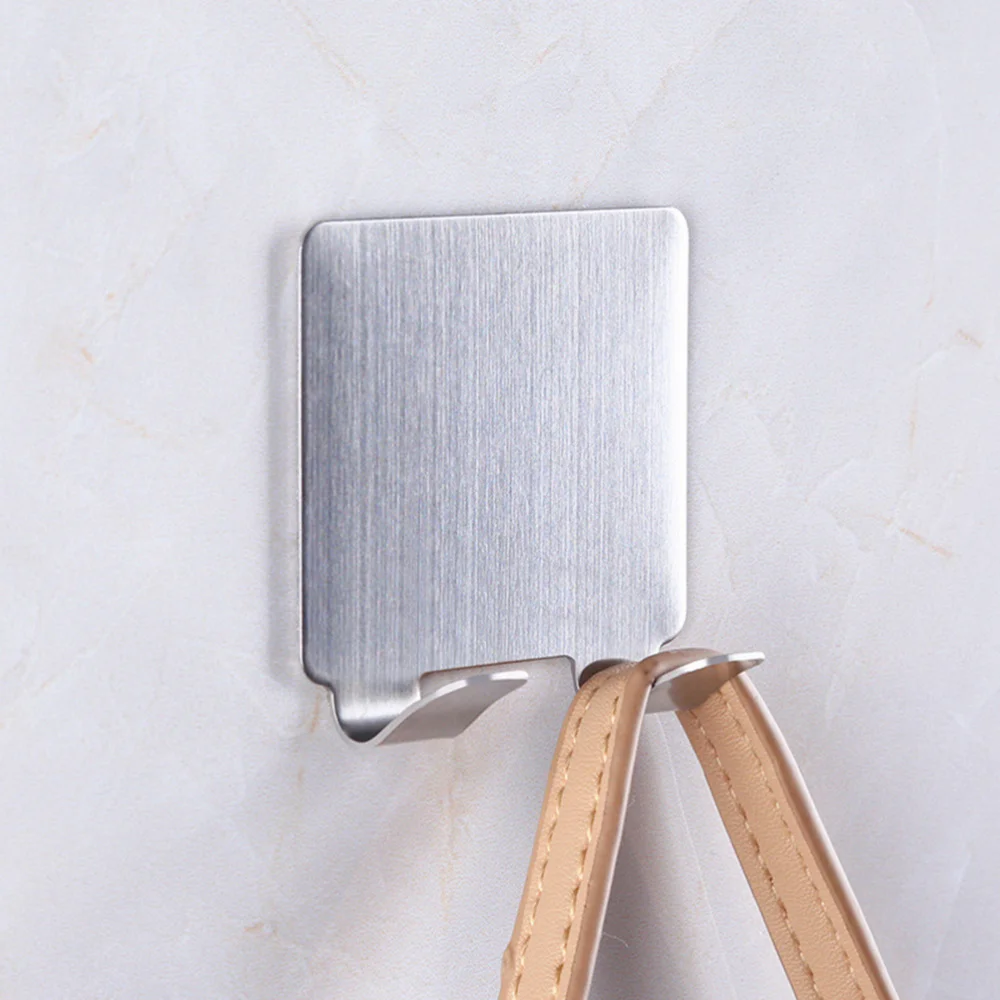 

Stainless Steel Wall Mounted Hangers Hanging Traceless Double Hook for Kitchen Bathroom Room