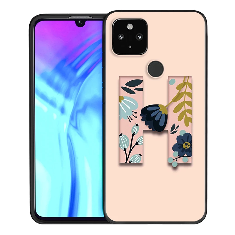 

Hot Pattern Letters Shockproof Cover for Google Pixel 5 4 4a XL 5G Black TPU Soft Phone Case