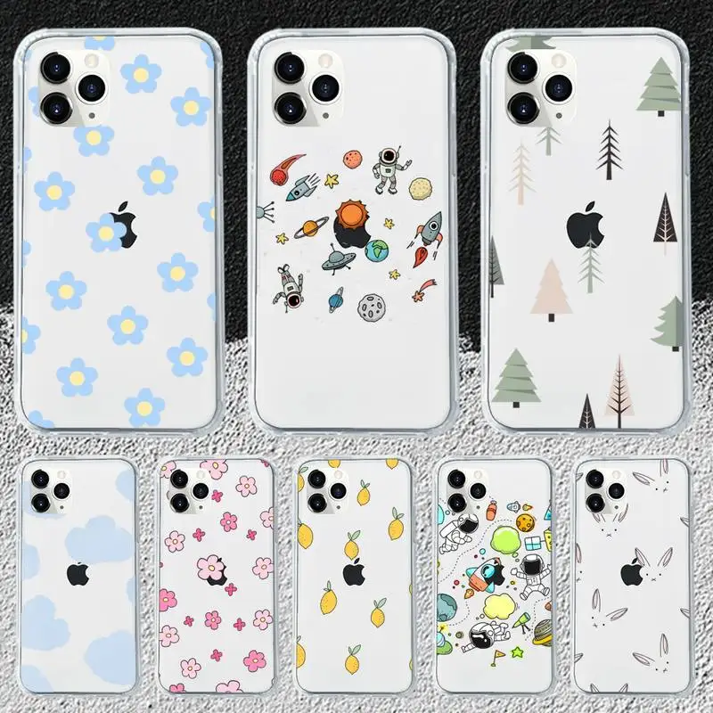 

Cute flower creative cartoon Phone Case Transparent for iPhone 11 12 mini pro XS MAX 6 6S 8 7 Plus X 5S SE 2020 XR
