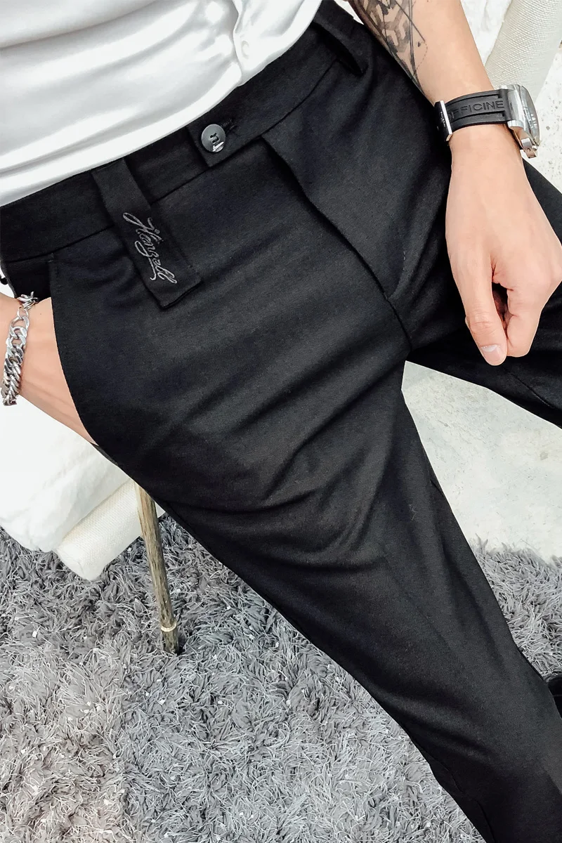 

Business Fashion Embroidery Dress Pants Men Formal Office Social Suit Pants Casual Slim Fit Nightclub Party Streetwear Trousers