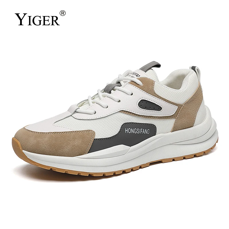 

YIGER Men's Casual shoes Man Sports shoes 2021 Men Sneakers Lazy shoes Breathable Man Leisure Lace up shoes Men's Sneakers