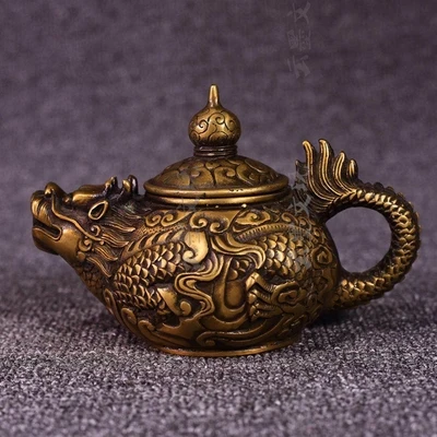 

Antique Home Decorations Dragon shaped Copper Wine Bottle