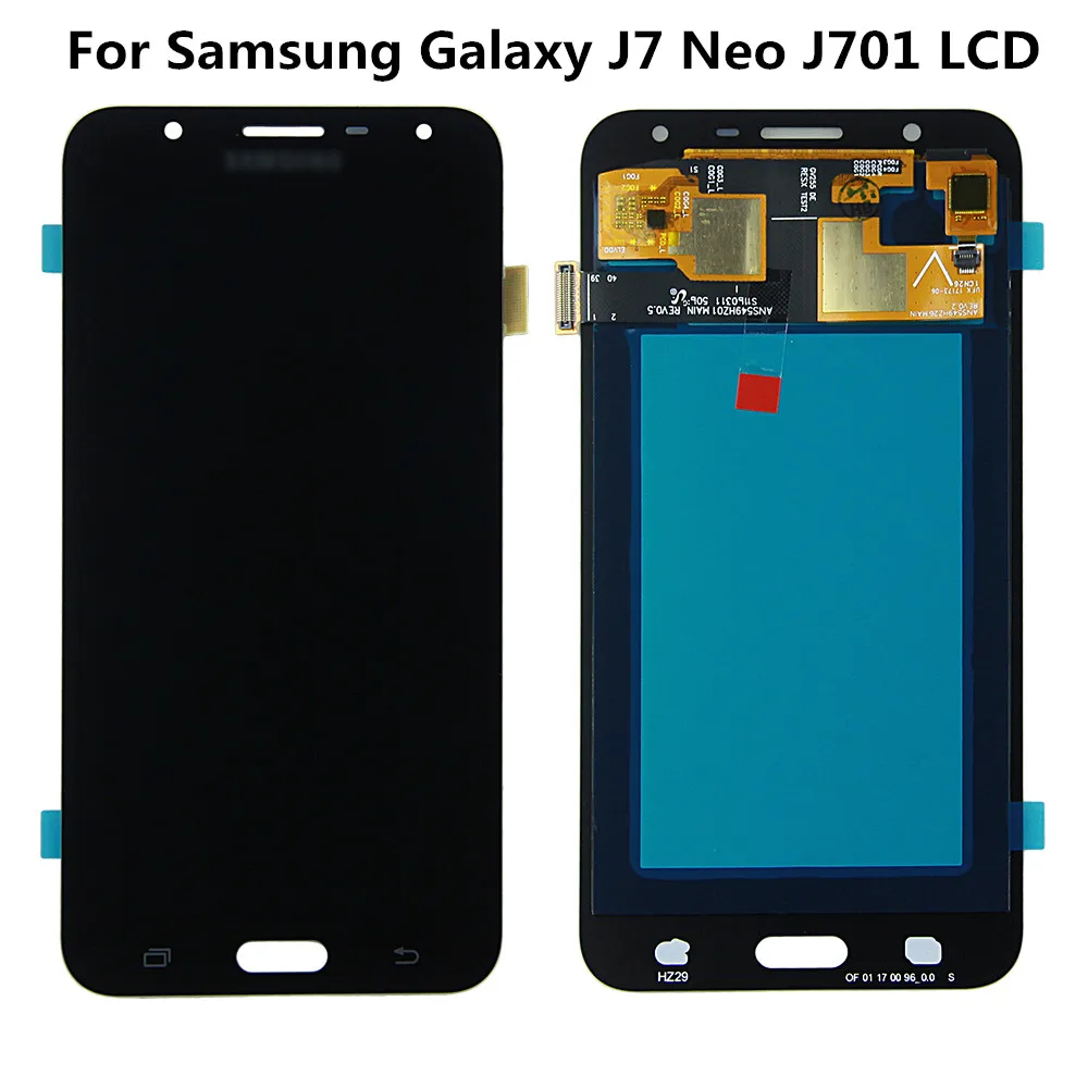 100% супер AMOLED ЖК-дисплей для Samsung Galaxy J7 neo J701 J701F монитор Сенсорный экран дигитайзер