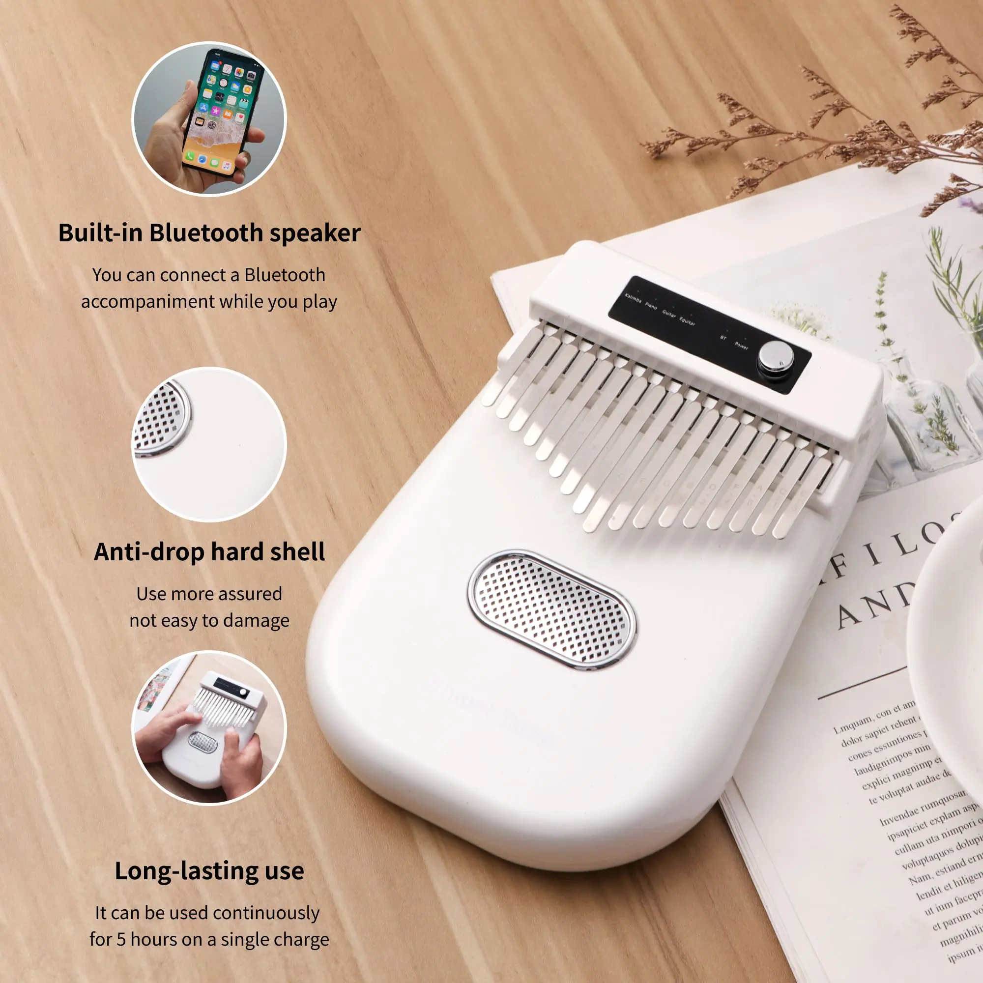 

Smart Tuna Electronic Kalimba 17 Keys Thumb Piano 4 Kinds of Timbre electronic musical instrument Gifts for Kids Adults Beginner