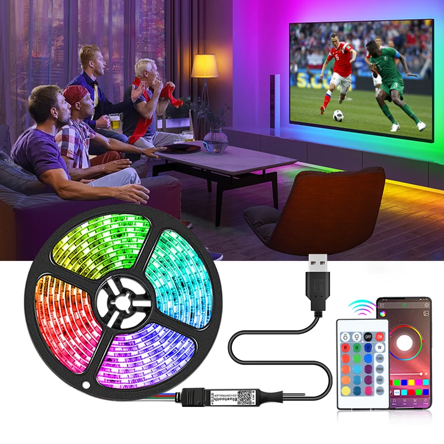 

5V USB LED Streifen mit Bluetooth APP Control 5050 SMD RGB Neon Band TV Hintergrundbeleuchtung Weihnachten Lichter fr Zimmer ur