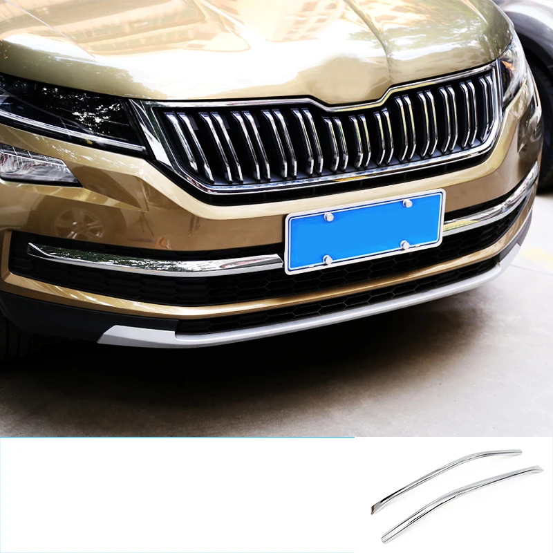 abs Lsrtw2017 Abs нержавеющая сталь автомобиля передний Bumber полосы планки для Skoda Kodiaq интерьер молдинги аксессуары - Название цвета: abs