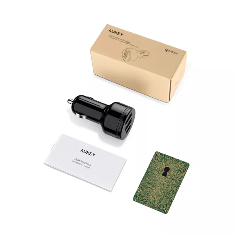 Aukey CC-Y16 USB C PD автомобильное зарядное устройство Quick Charge 3 0 Быстрая зарядка