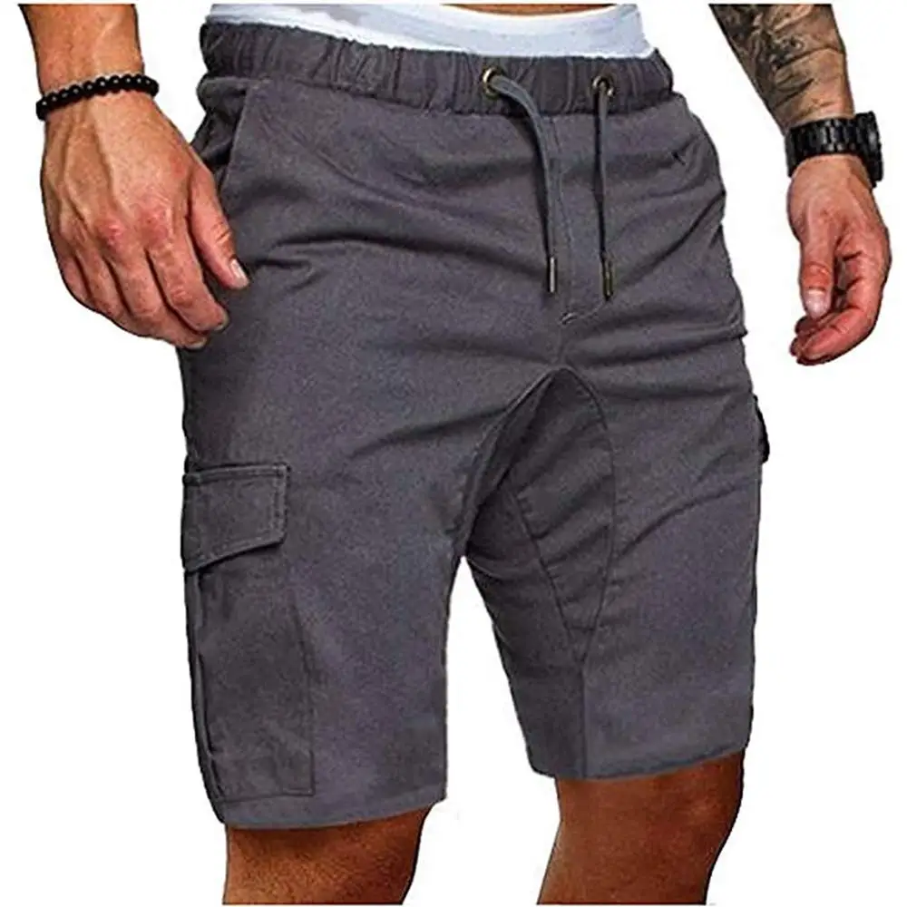 

Cotton male short pants summer casual military style loose pocket elastic men's rubber shorts
