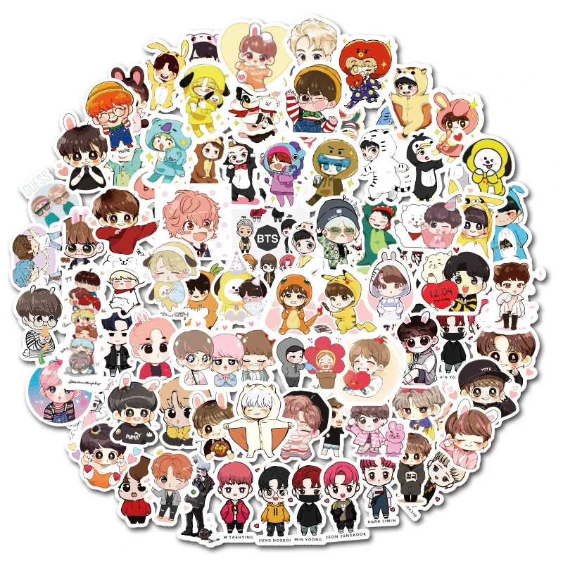 

10/50/80PCS Korean Star Kim Nam Jun Jin J-HOPE Min Yun Ki Jimin Kim Tae Hyung Jung Kook Stickers for Laptop Guitar Waterproofy