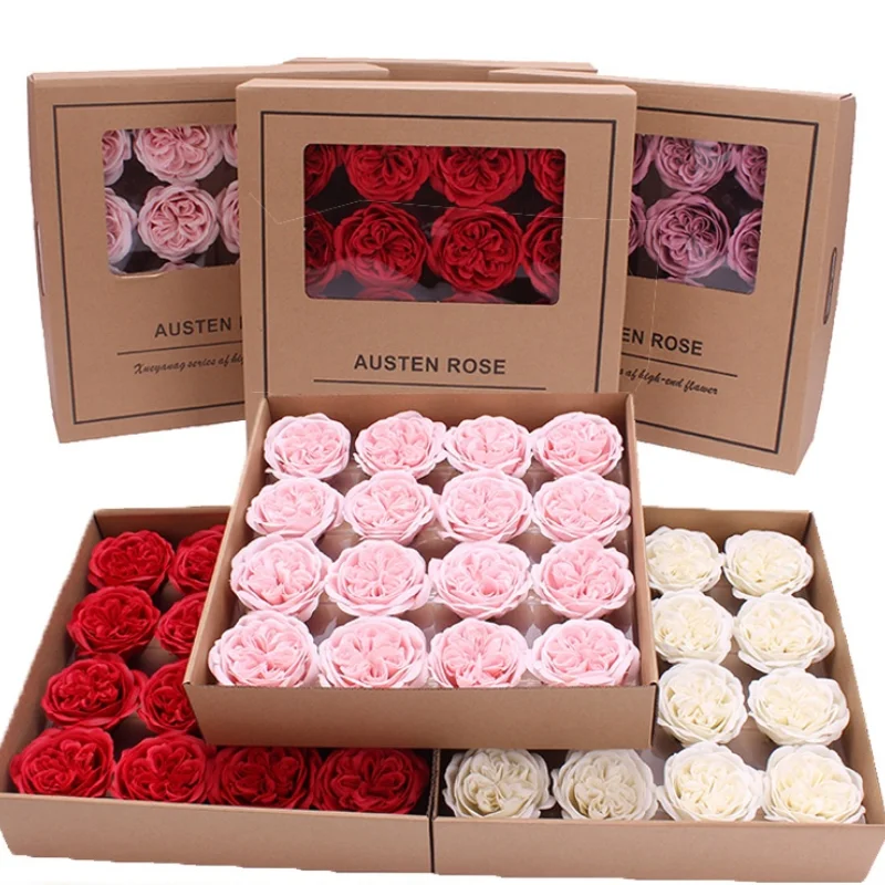 

16PCS/BOX Colorful Big Rose Soap Flower Head Creative Gift Box Bouquet Making Flower Valentine's Day Anniversary Birthday Gift