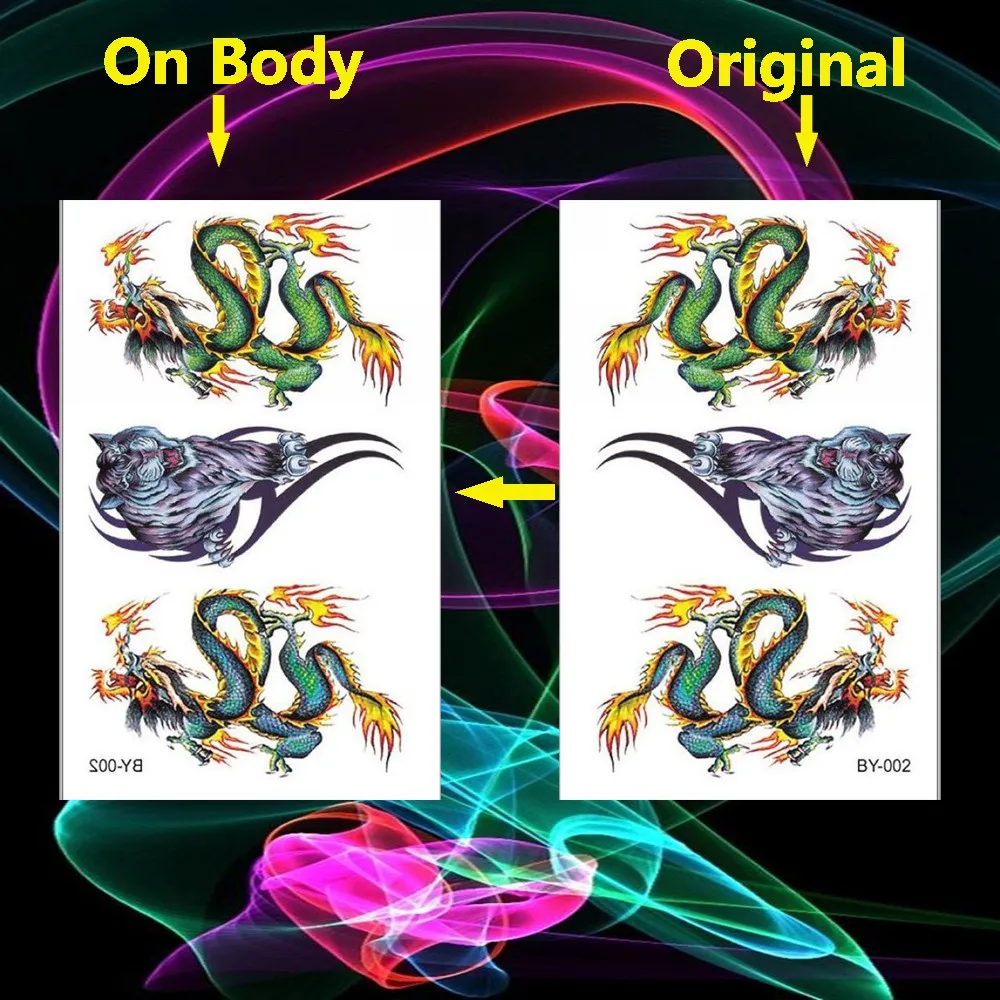 Водонепроницаемая Временная тату наклейка с изображением дракона поддельные