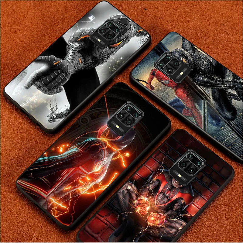 

Anime Spiderman Marvel For Xiaomi Redmi Note10 10S 9T 9S 9 8T 8 7 6 5A 5 4 4X Prime Pro Max Black Phone Case
