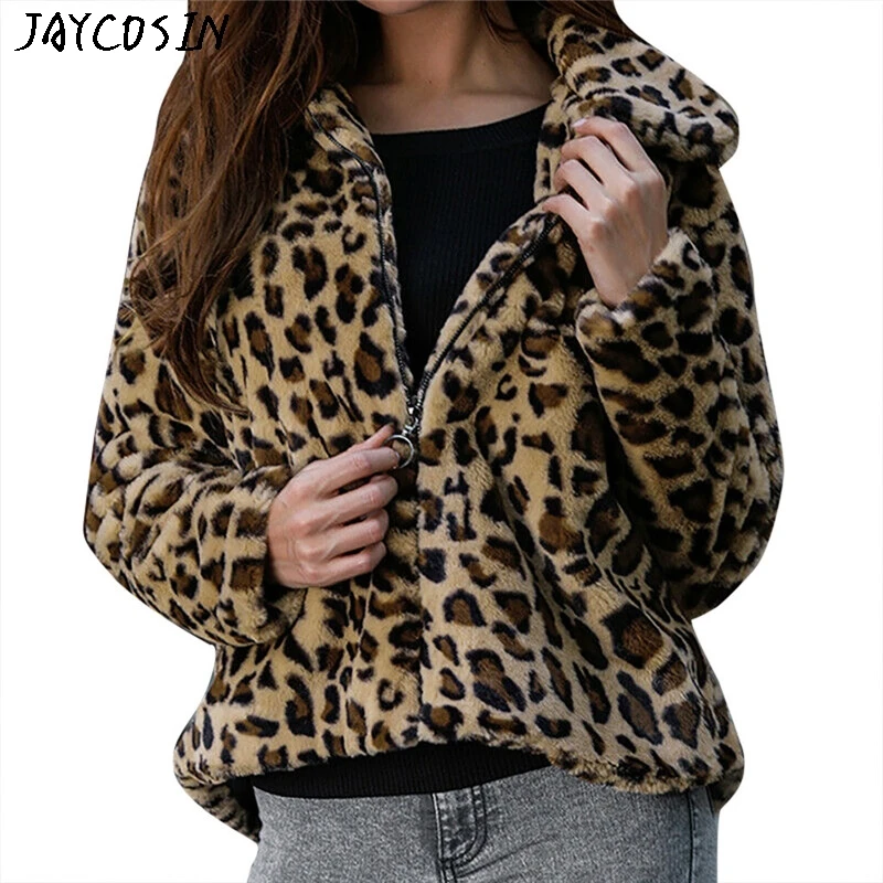 Женское пальто с леопардовым принтом JAYCOSIN винтажное Кардиган длинным рукавом