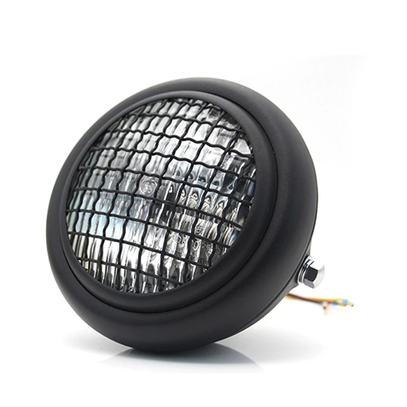 

Universal Motorcycle Headlight Retro Vintage Round Mesh Grill Mask Lampshade Moto Scooter Vintage Front Light Round Lamp F7QB