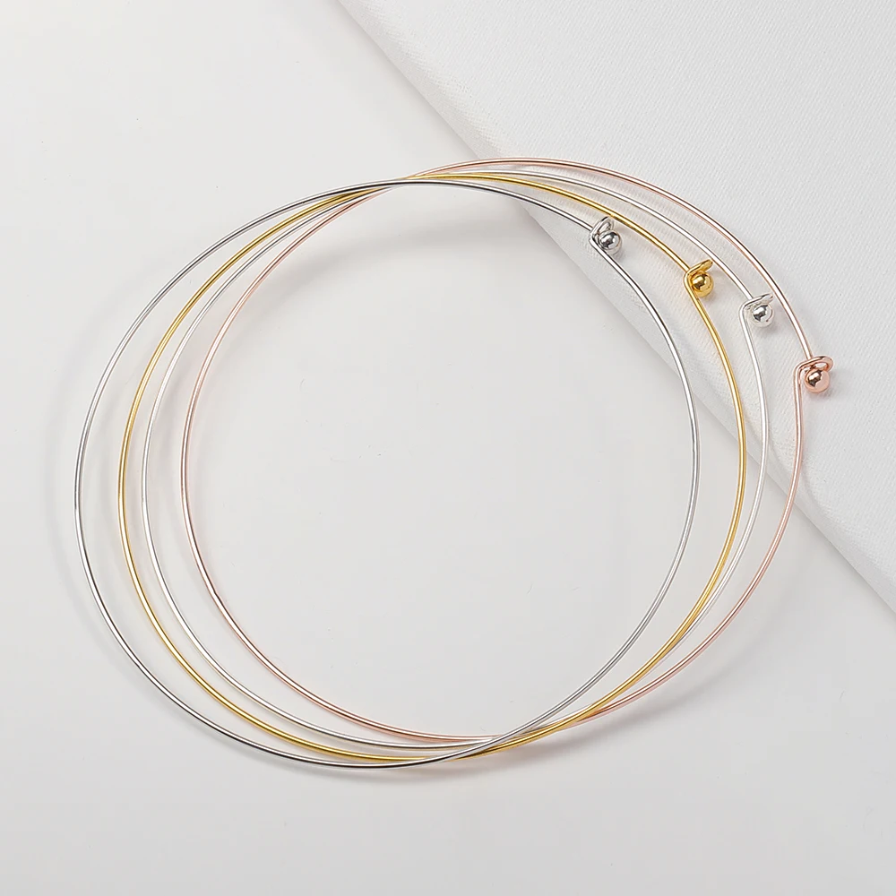 

1pc Copper Wire Hoop Adjustable Necklaces Bezel with Easy Clasp For DIY Jewelry Making Women Choker Collar 130mm Ring Accessory