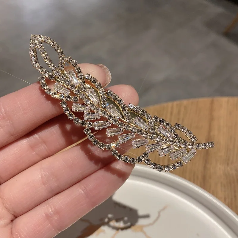 

Leaf full rhinestone hairpin word clip bangs clip fashion broken hair side clip girl side clip hairpin headdress Female