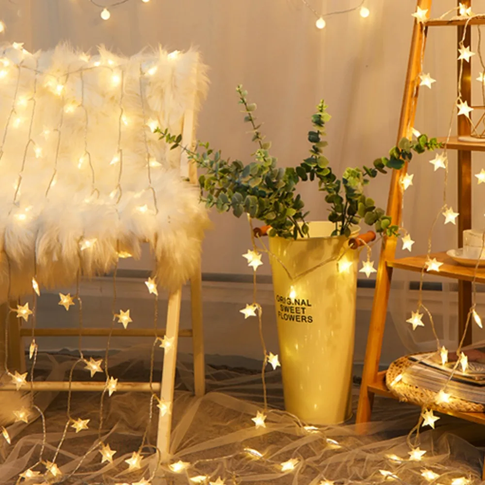 

LED Light String 1.5m/3m/6m Five Star Lights In The Sky Festival Room Christmas Decorations Garden Decor
