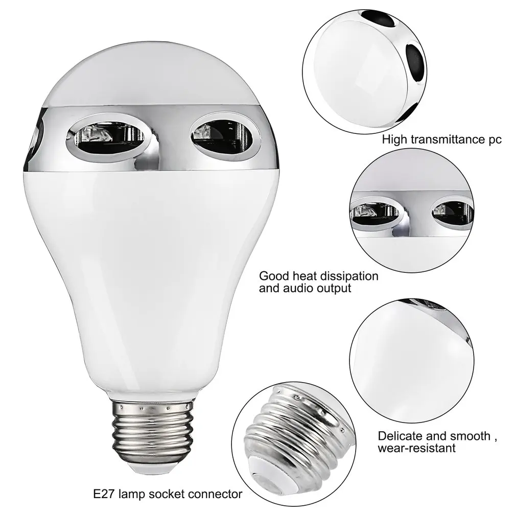 LED Bluetooth Speaker Light E27 RGB Bulb Color Changing/Music Player Lighting Lamp with Built-in Audio Mini |