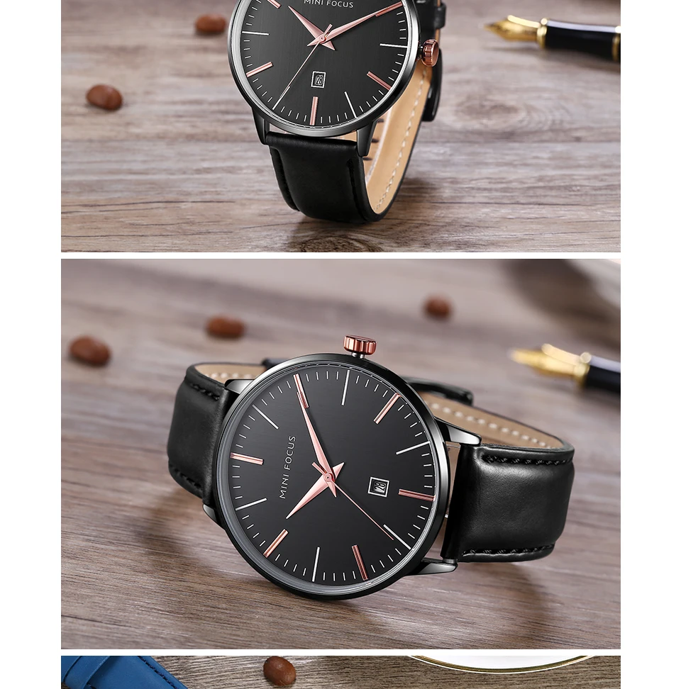 Мини-фокус модные Reloj кожаные кварцевые часы повседневные мужские s часы люксовый бренд минималистичный серебряный корпус мужские Дата водонепроницаемые часы