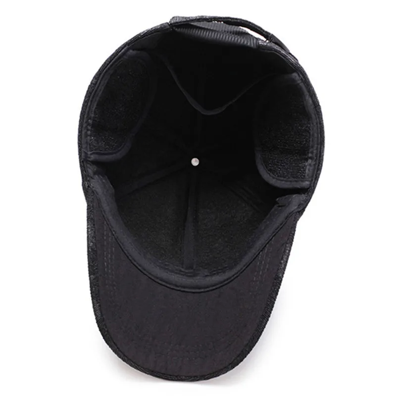 

SILOQIN New Men's Baseball Cap Winter Trend Cotton Thermal Tongue Caps Adjustable Size Earmuffs Warm Leisure Brands Hat Snapback